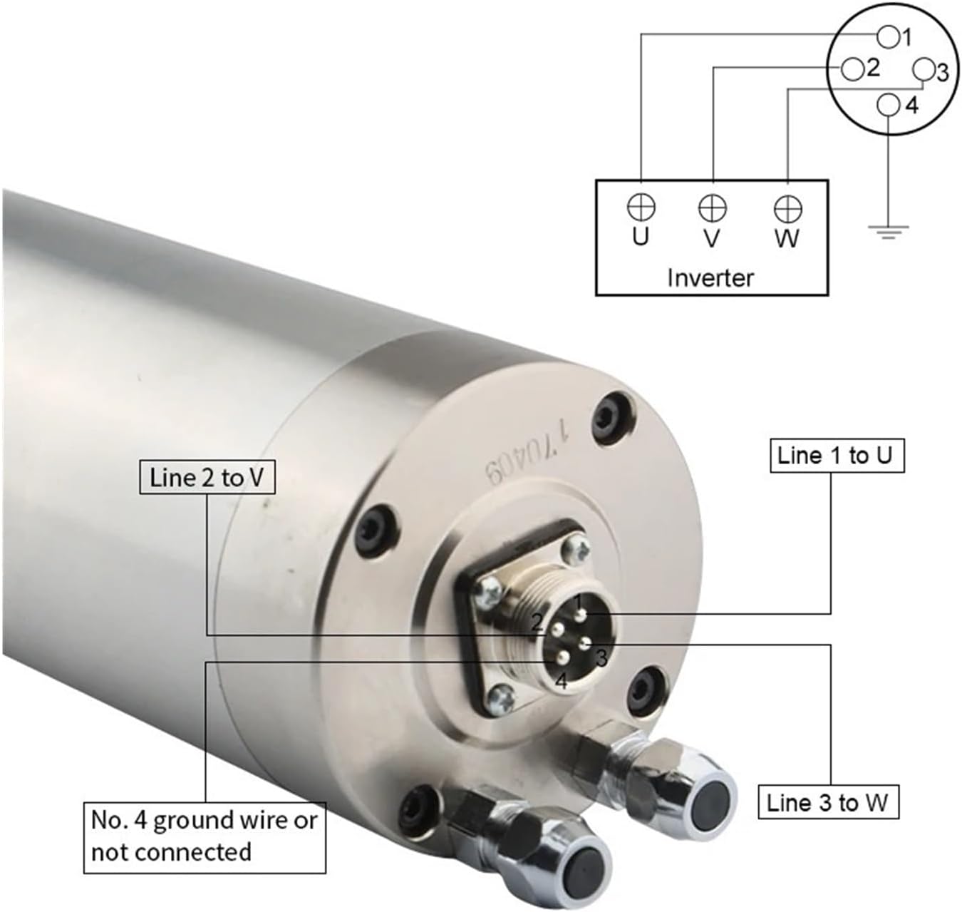 1.5kw Er16 ER11 220v Water-Cooled Spindle Motor 80mm Diameter 4 Bearings(1.5kw ER16 220V)