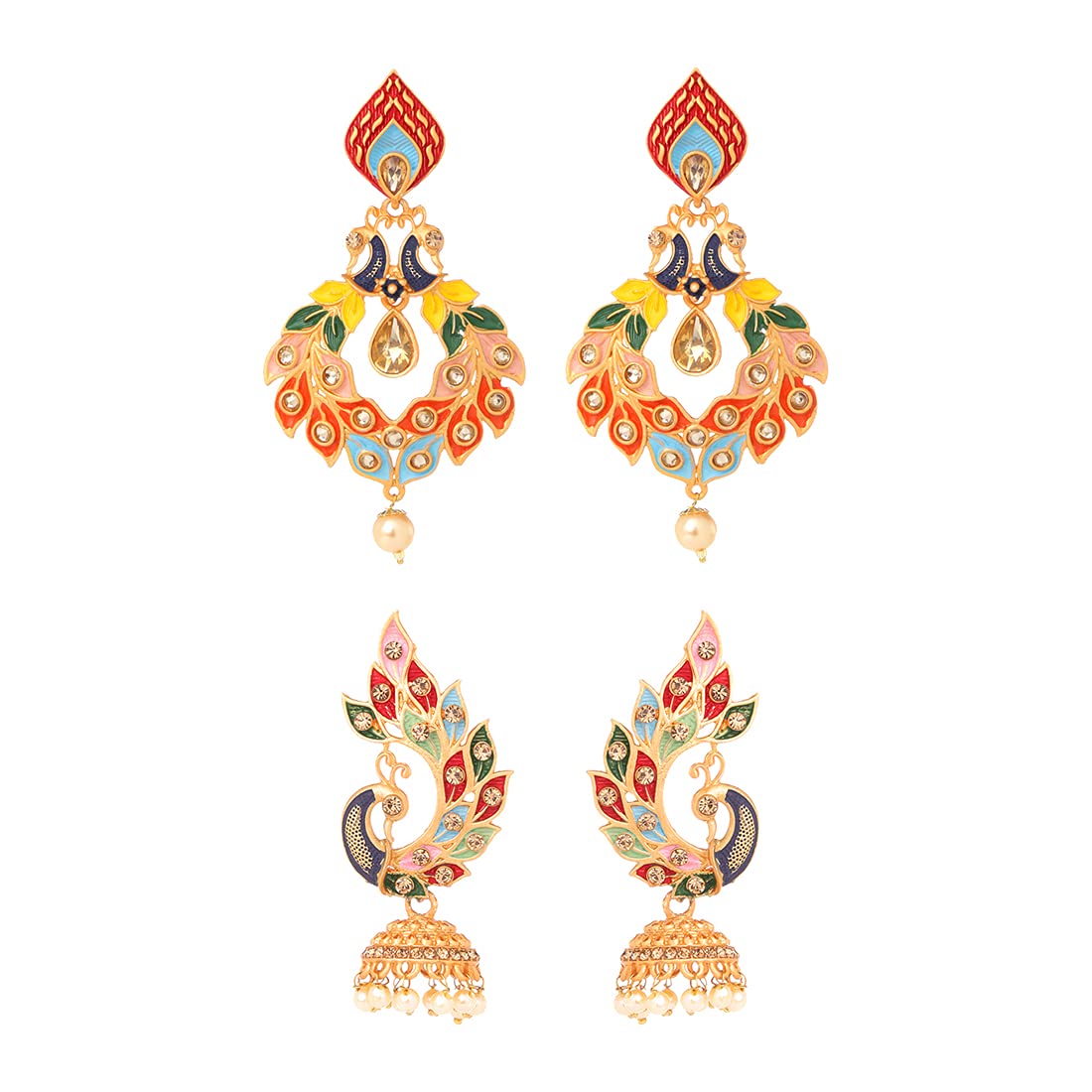Yellow Chimes Earrings for Women and Girls | Traditional Muticolor Meenakari Drop | Gold Plated Earring Set | Peacock Shaped Jhumki Combo Earrings | Accessories Jewellery for Women | Birthday Gift for Girls and Women Anniversary Gift for Wife (B09446YT9S) Amazon Price History, Amazon Price Tracker