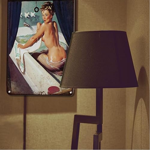 Miniatura 5 de Placa de póster con texto en inglés "Pinup Girl" de estilo vintage para mujer, estilo vintage, para el hogar, bar, club, baño, hombre, cueva,