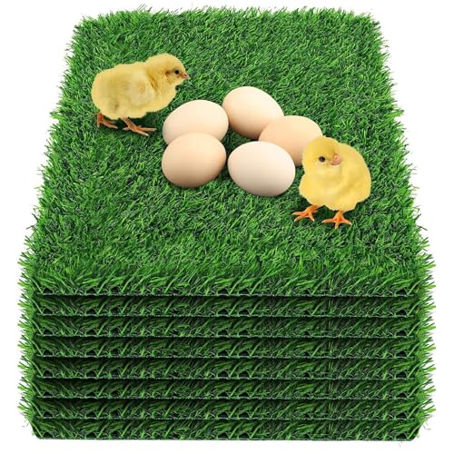 Gazon artificiel lot de 8 dalles de pelouse synthétique pour poulailler et jardin
