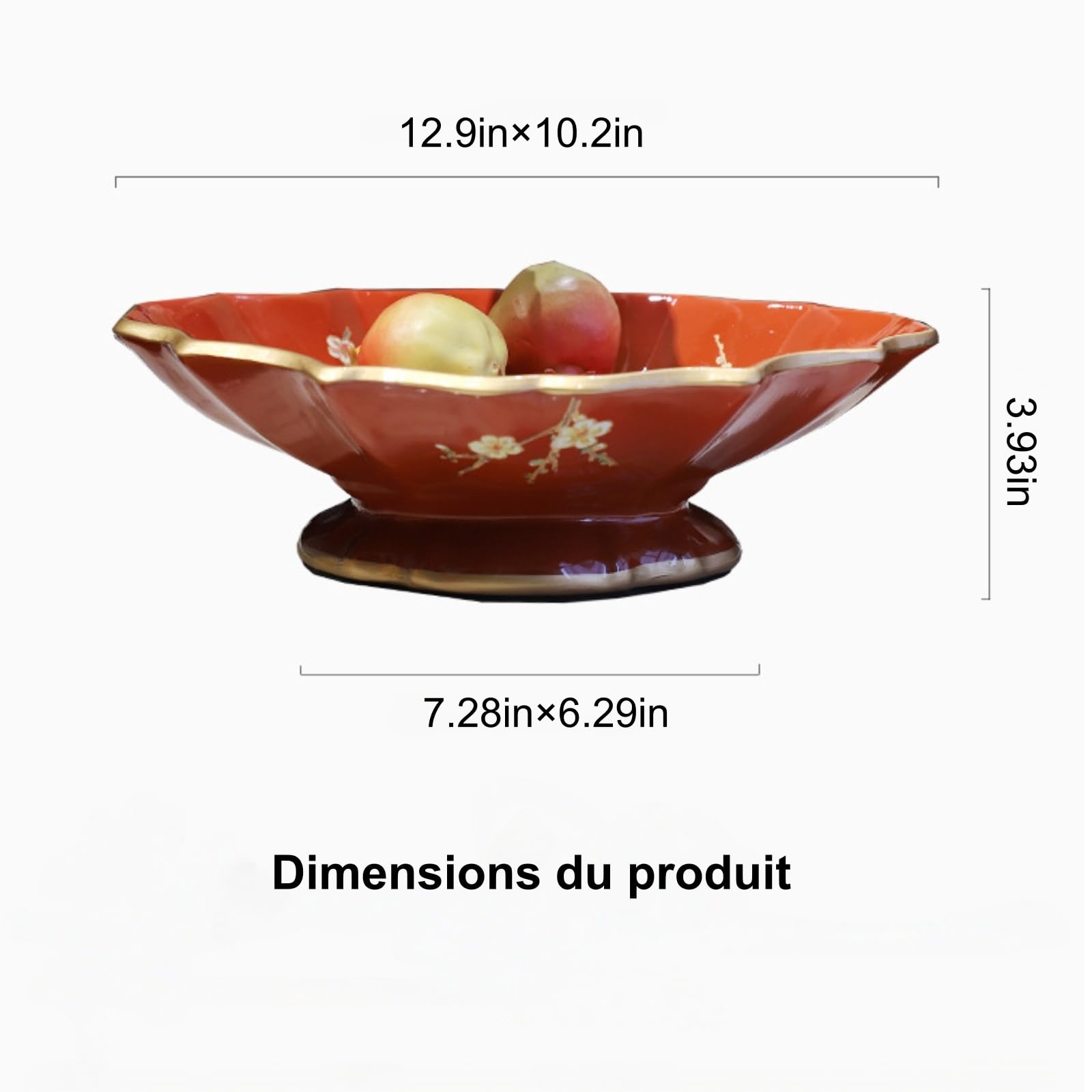 Générique Corbeille à Fruits en Porcelaine Floral Bol à Collation Décoration Coupe de Fruit Pour Collation, Fruits, Dessert, Cadeau de Cuisine