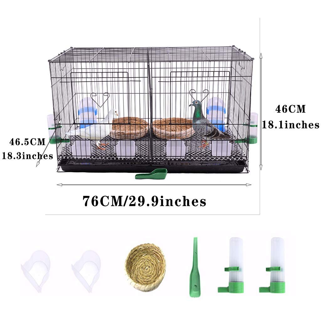 Amazon | 2羽の鳥のための黒い鉄の鳥のケージパーティション付きの