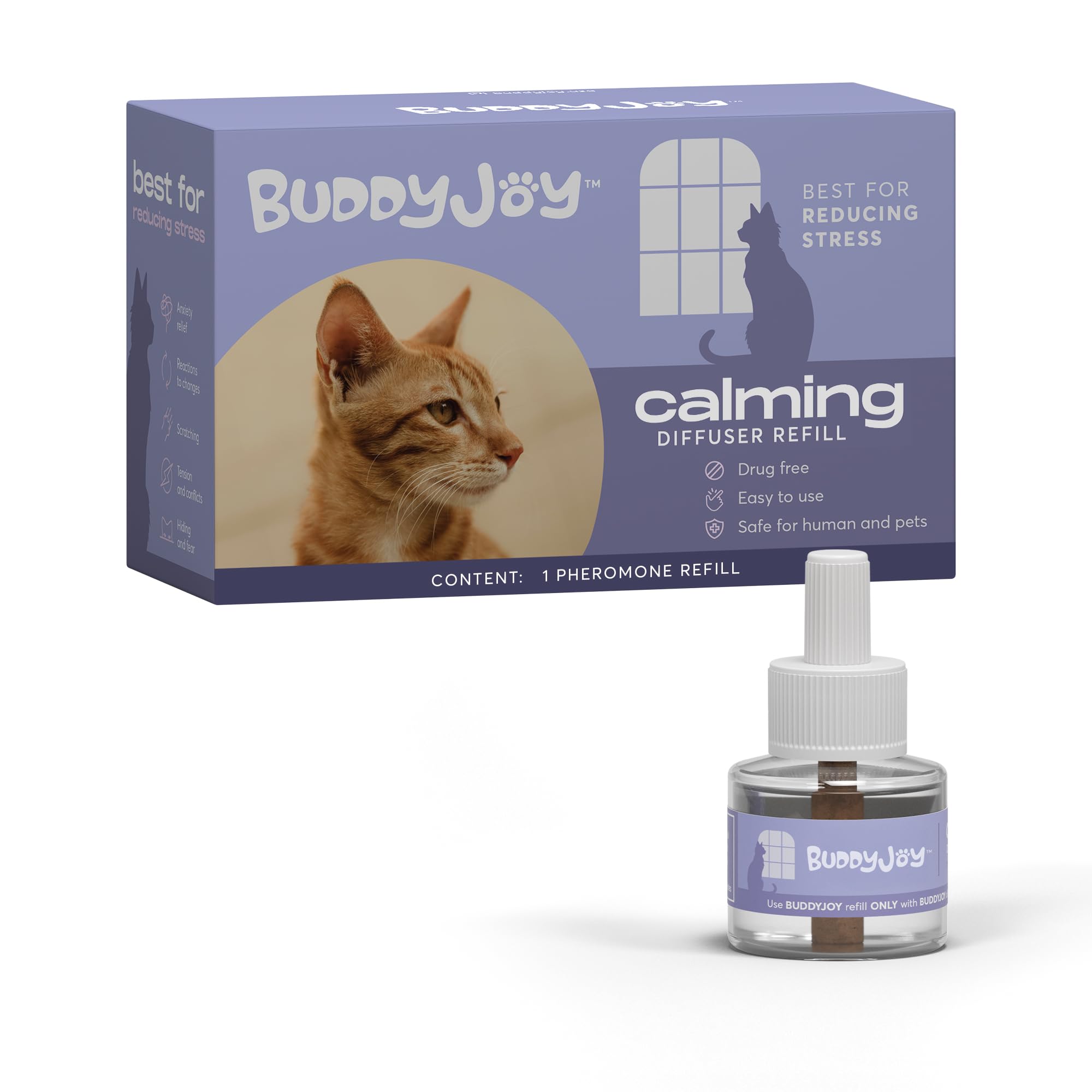 Cat Calming Diffuser Refills – Long-Lasting 30-Day Formula with Pheromones for Stress Relief, Relaxation, and Anxiety Reduction in Cats Easy to Use – (1 Refill)