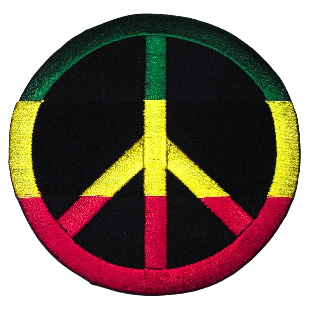 Jamaica Rasta Reggae Patch Peace Sign Peace Applique Embroidery Badge Biker Love Wood Stock Embroidered Sew on Iron on Patch for Backpacks Jeans Jackets Clothing