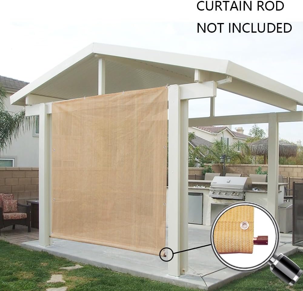Alion Home© Rod Pocket Sun Shade Panel with Aluminum Eyelets for Patio, Awning, Window Cover, Instant Canopy Side Wall, Pergola or RV (10' x 8', Banha Beige)