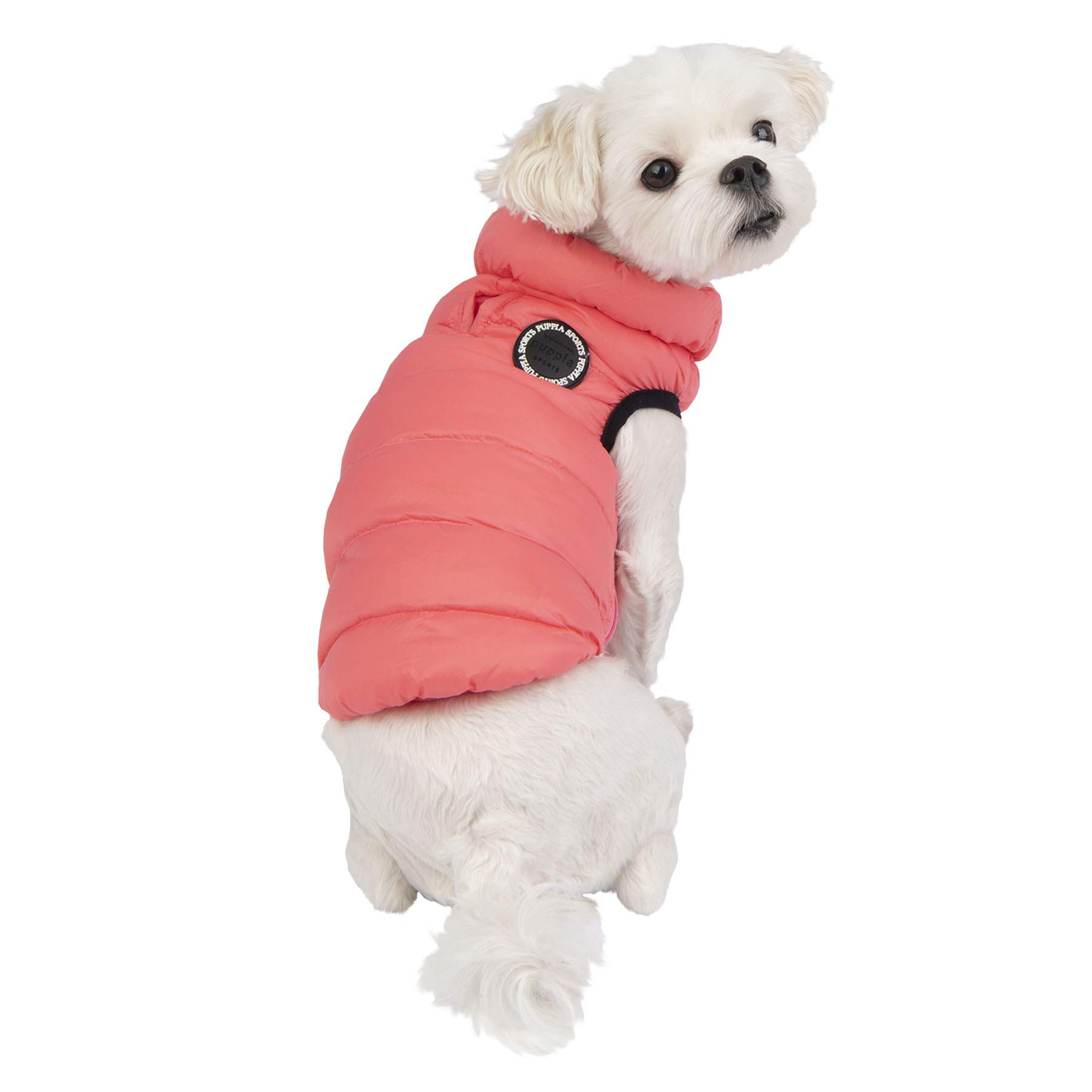 Puppia Abrigo de Invierno Ultraligero para Perro, Impermeable, cálido, para Clima frío, Cierre de Cremallera, para Perros pequeños y medianos, Rosa, Mediano