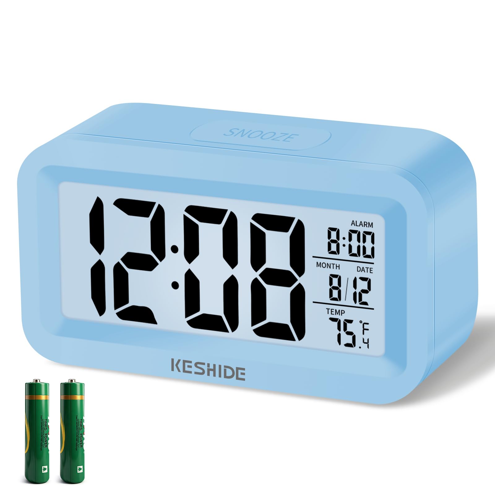 Travel Digital Alarm Clock,Battery Operated with Backlight, Indoor Temperature, Desk Small Clock,Snooze Model,12/24H Display for Bedrooms Heavy Sleepers Kids Travel Bathroom