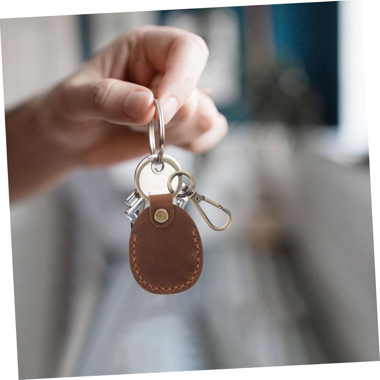 balacoo 3pcs Vintage Pu Access Card Case Key Ring Handmade Card Holder for Key Fob Women Keychain Storage