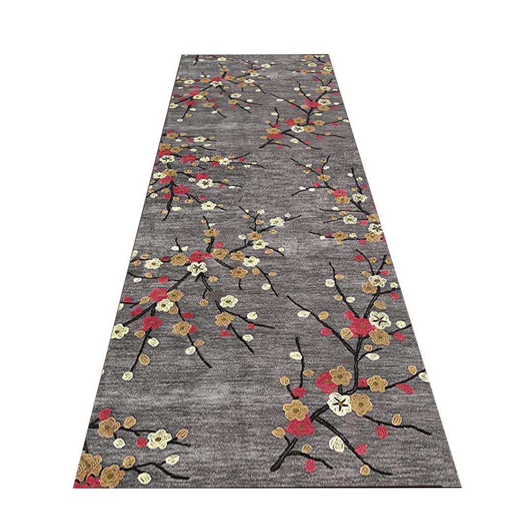 Tapis Cuisine，3D Fleur Tapis de Couloir Marron Tapis Cuisine Devant evier Lavable antiderapant Tapis Entree Interieur Long Tapis Chambre Adulte Marron,80x150cm