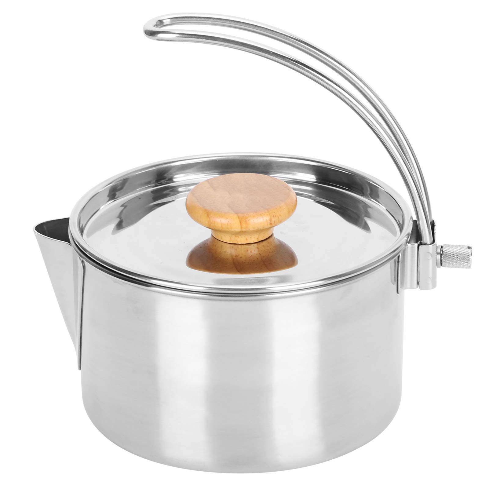 Bollitore in Acciaio Inossidabile Teiera Portatile Leggera da caffè per Campeggio, Picnic, Uso Esterno con Coperchio e Custodia