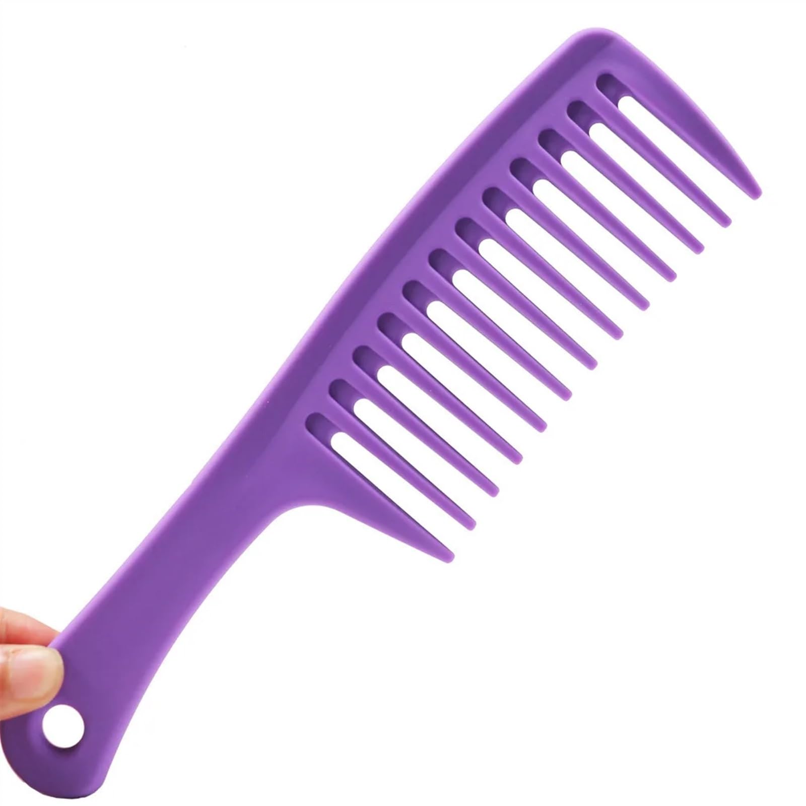 Gerader Griff, großer mittelgroßer Kamm mit breiten Zähnen, Friseurkamm for lockiges Haar, hitzebeständig (Size : PURPLE)