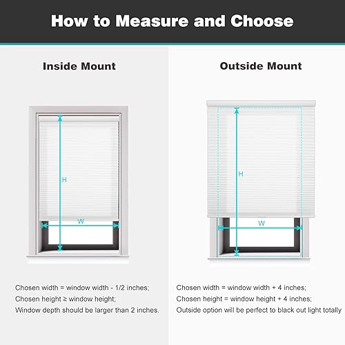 Miniatura 7 de Changshade CEL35WT72D - Persiana plegable sin cordones y filtrante de luz, con el diámetro de panales de 1.5 pulgadas, persiana y persiana de 35