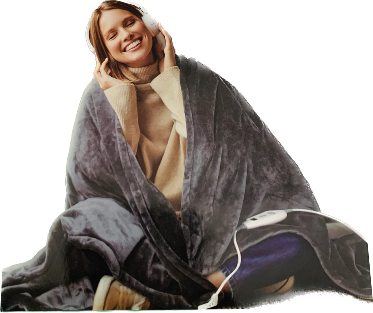 Thermal Fleece Electric Heated Blanket Throw Super Soft Flannel Velvet Faux Fur Mink Throw – 6 Heat Settings – Digital Controller – 4 Hours Auto Shut Off – 130x180cm – Energy Saver (Charcoal Grey)