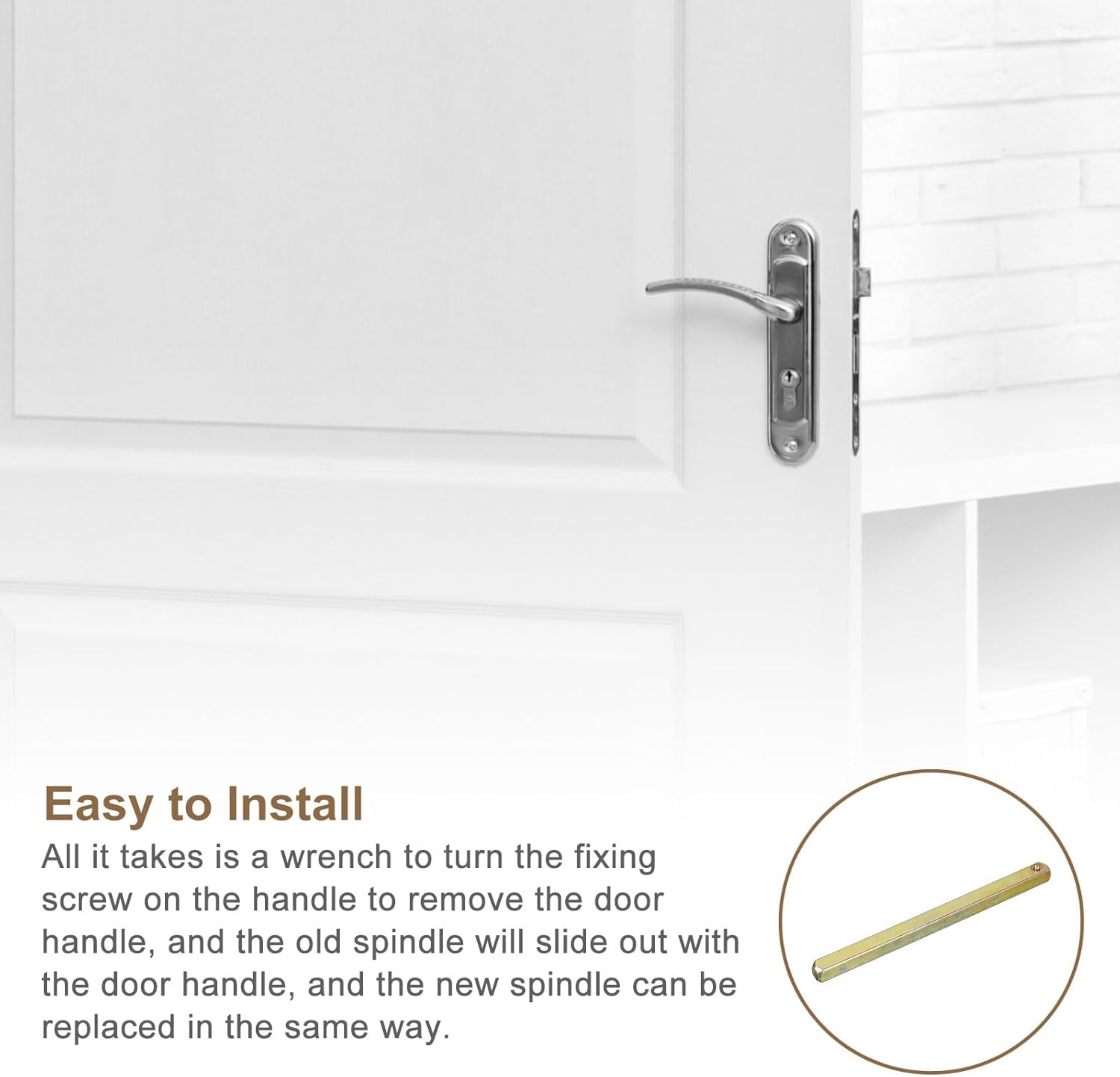 uxcell Door Knob Spindle, 120mm Long Spare Door Handle Spindle Bar for 6mm/0.24" Doors, Vintage Door Straight Spindle Replacement Square Spindle Iron Door Handle Spindle Bar, Golden