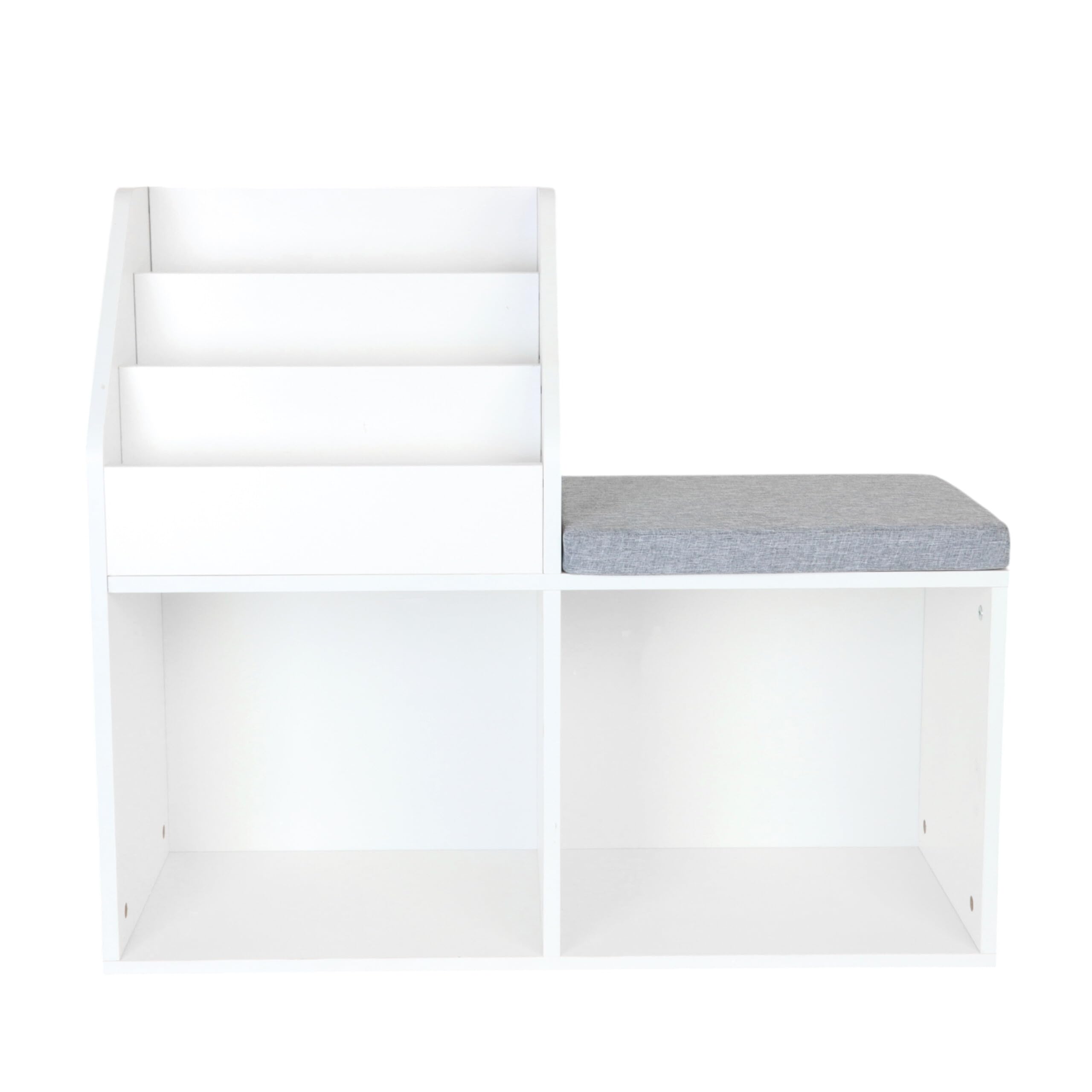 Panca per Bambini Relaxdays con Spazio per riporre, HLP: 72 x 79 x 31 cm, 2 scatole Pieghevoli, libreria, Bianco/Grigio