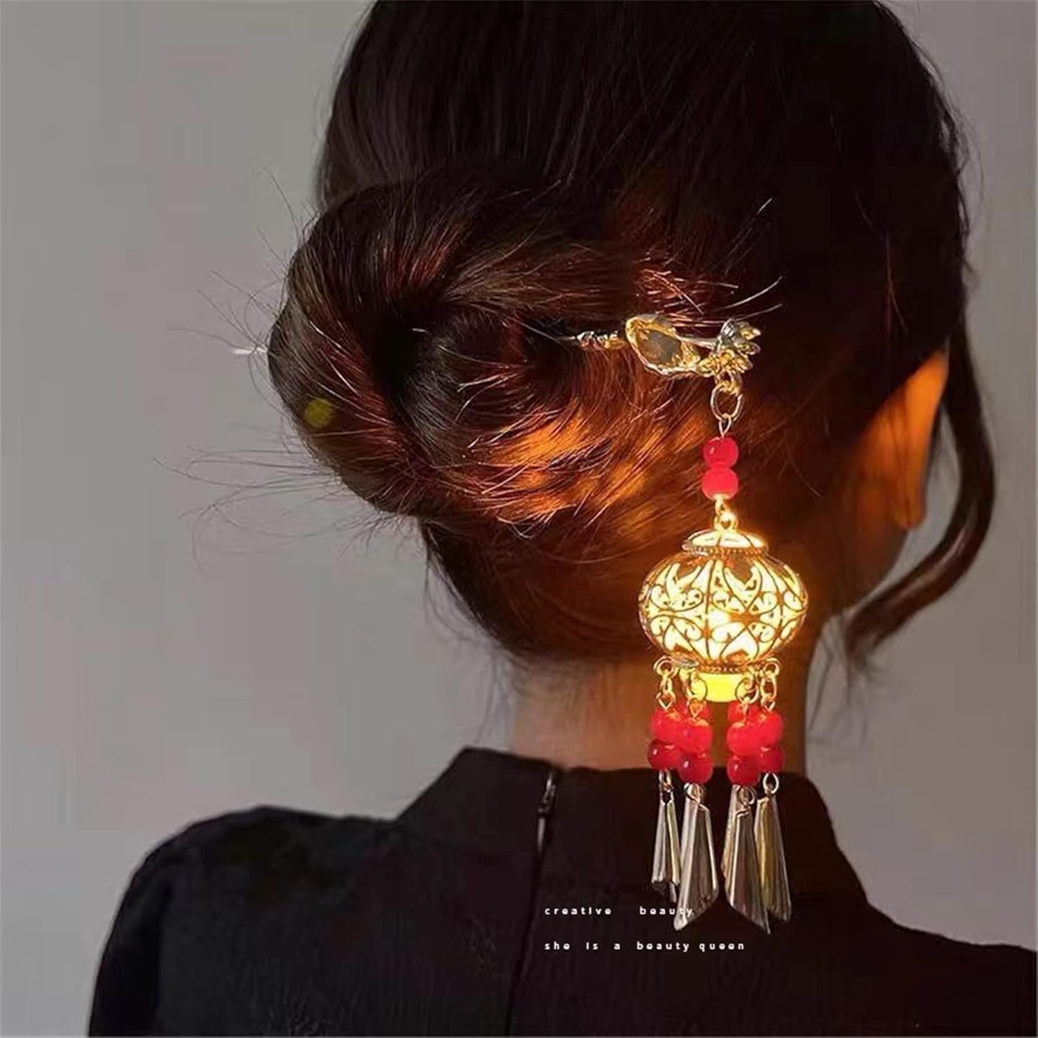 FICTIOUS U Shaped Wave Alloy Hair Sticks Fashion Metal Hair Chopsticks Hair Forks Hairpins Hair Pins Chignon Pins Long Hair Decorations Hair Styling Pins for Buns - 1pc. (LED Light)-image-29
