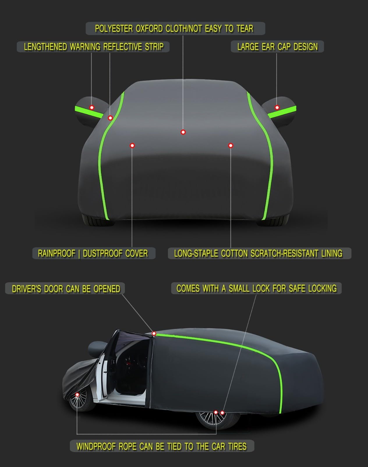Funda Coche para Toyot𝐚 Land Cruiser 120 2002-2009(448.5×188.5×183cm)，Funda para Coche，Funda de Coche para Exterior Impermeable Transpirable Sol Lluvia UV Polvo Protección contra Todo Clima.