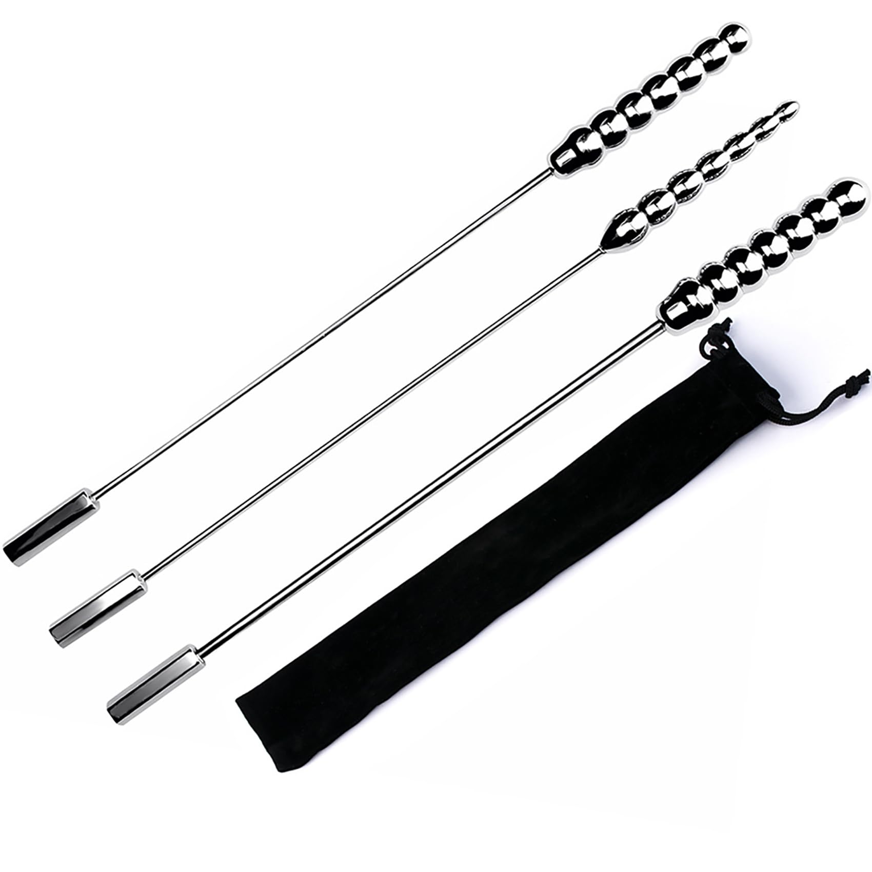 26Cm Extra Lang Edelstahl Harnröhren Dilatatoren Metall Doppel Penis Plug Kugel Katheter Sounding Urethral Dilator Harnröhren Stimulation Masturbation SM Sexspielzeug Für Männer,Silber,Set