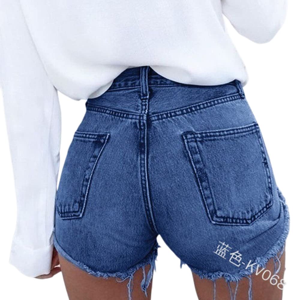 Wish Xiaxia Casual mid Lumbar Wool Edge Women's Pencil Pants Denim Shorts