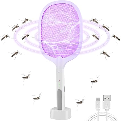Amazon Ihoven 電撃殺虫器 電撃殺虫ラケット ハエたたき 蚊取り器 捕虫器 Uvライト 三重保護ネット Usb充電式 軽量 屋外 室内 害虫退治 ハエ退治 蚊退治 電撃ラケットスワッター 蚊対策 ペット 子供にも安心 捕虫器
