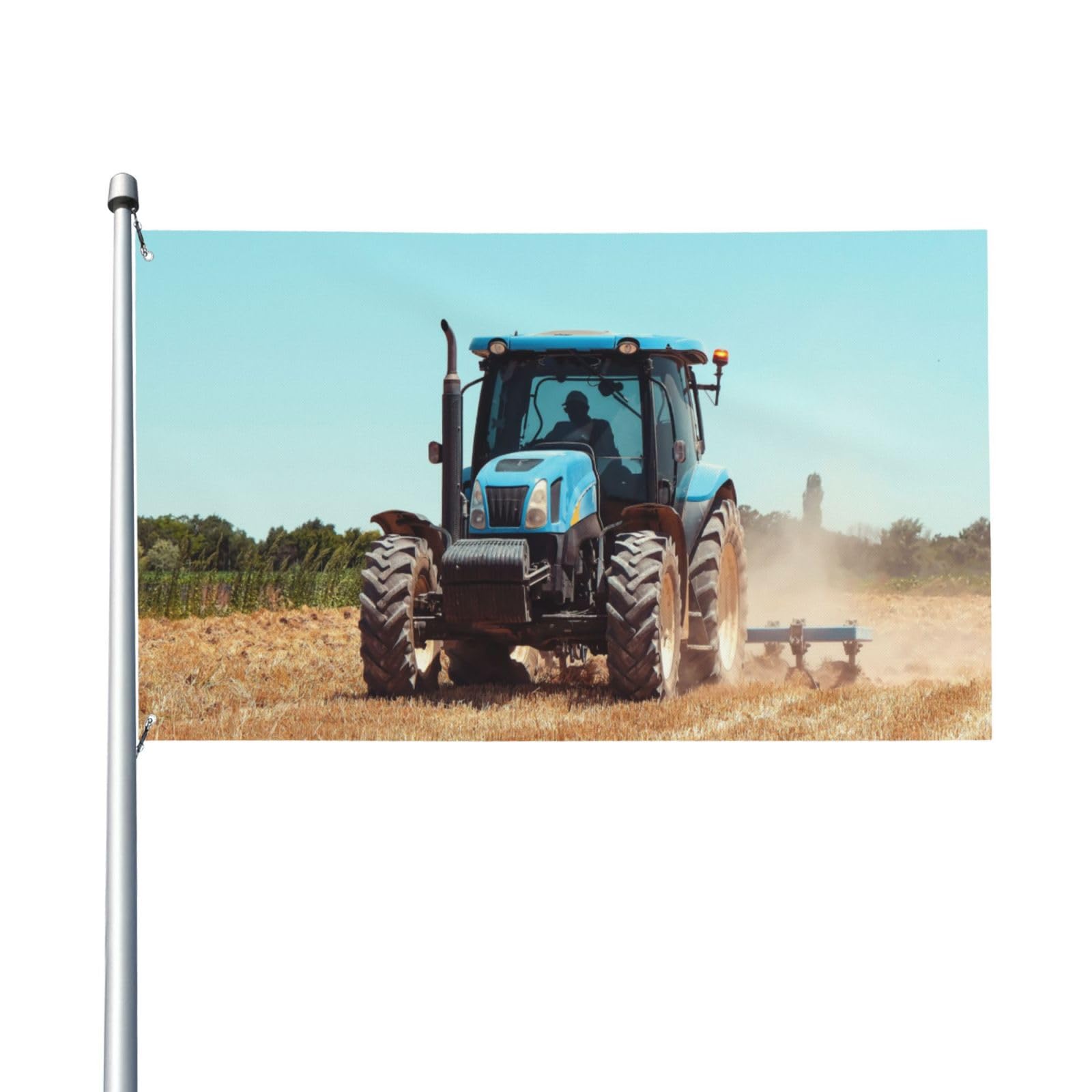 150x90cm (5ftx3ft) Farmer Harvesting Tractor In Field Flag For House Lawn Hanging Decorating Yard Banners Holiday Welcome Flags With 2 Metal Eyelets, Indoor Outdoor Use