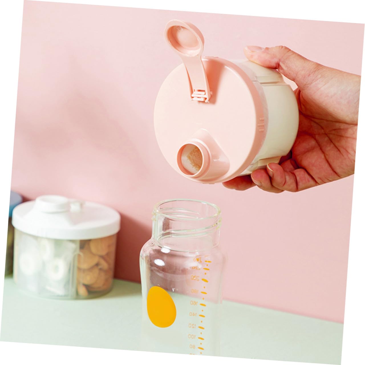 2pcs Rotating Milk Powder Containers with Compartments Portable Formula Dispensers for Travel Snack Storage Boxes in White and Pink and Easy to Clean