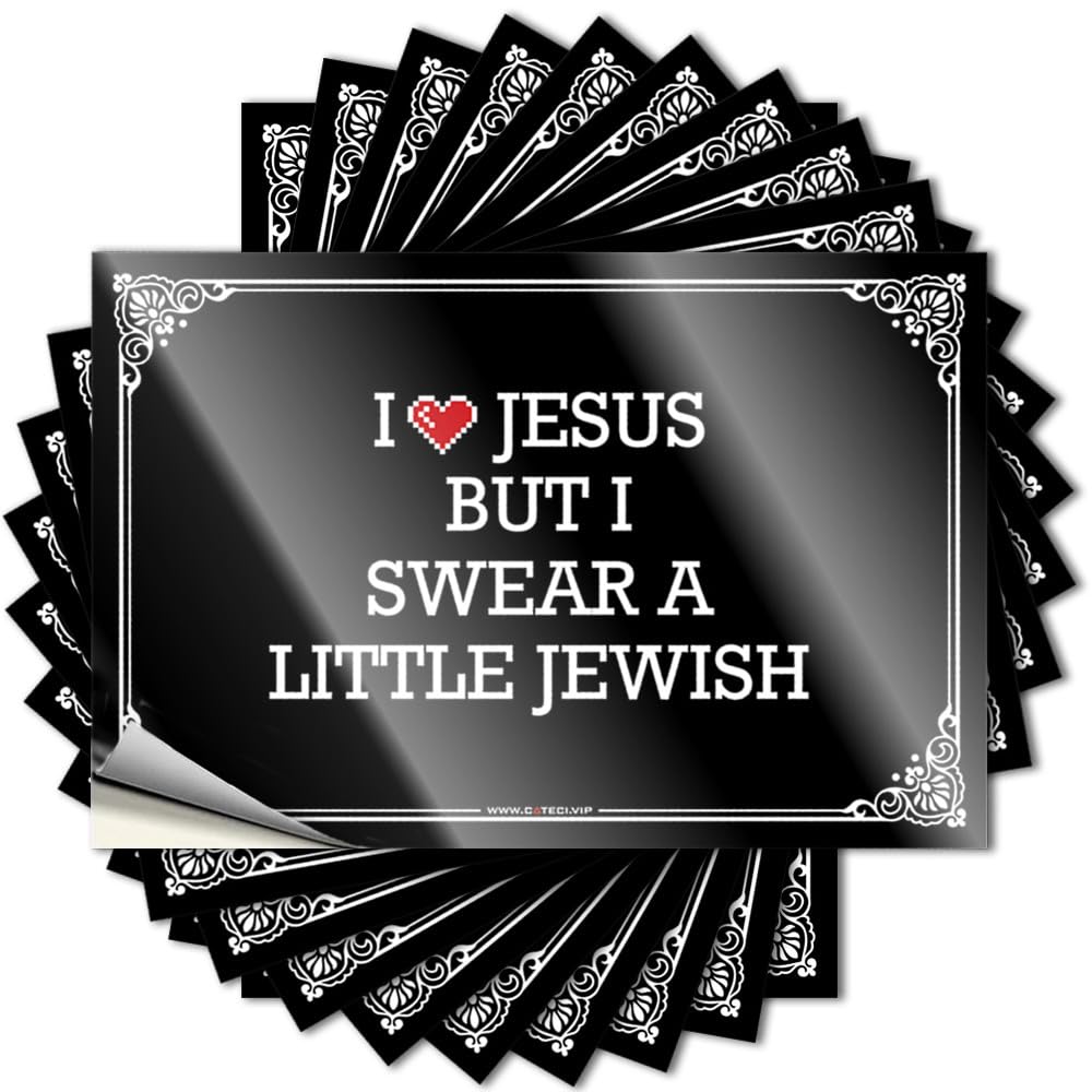 Tattoos Upgrades Easy Apply | I Love Jesus But I Swear A Little Jewish Neutral Tumbler Peel and Stick(8X12CM)