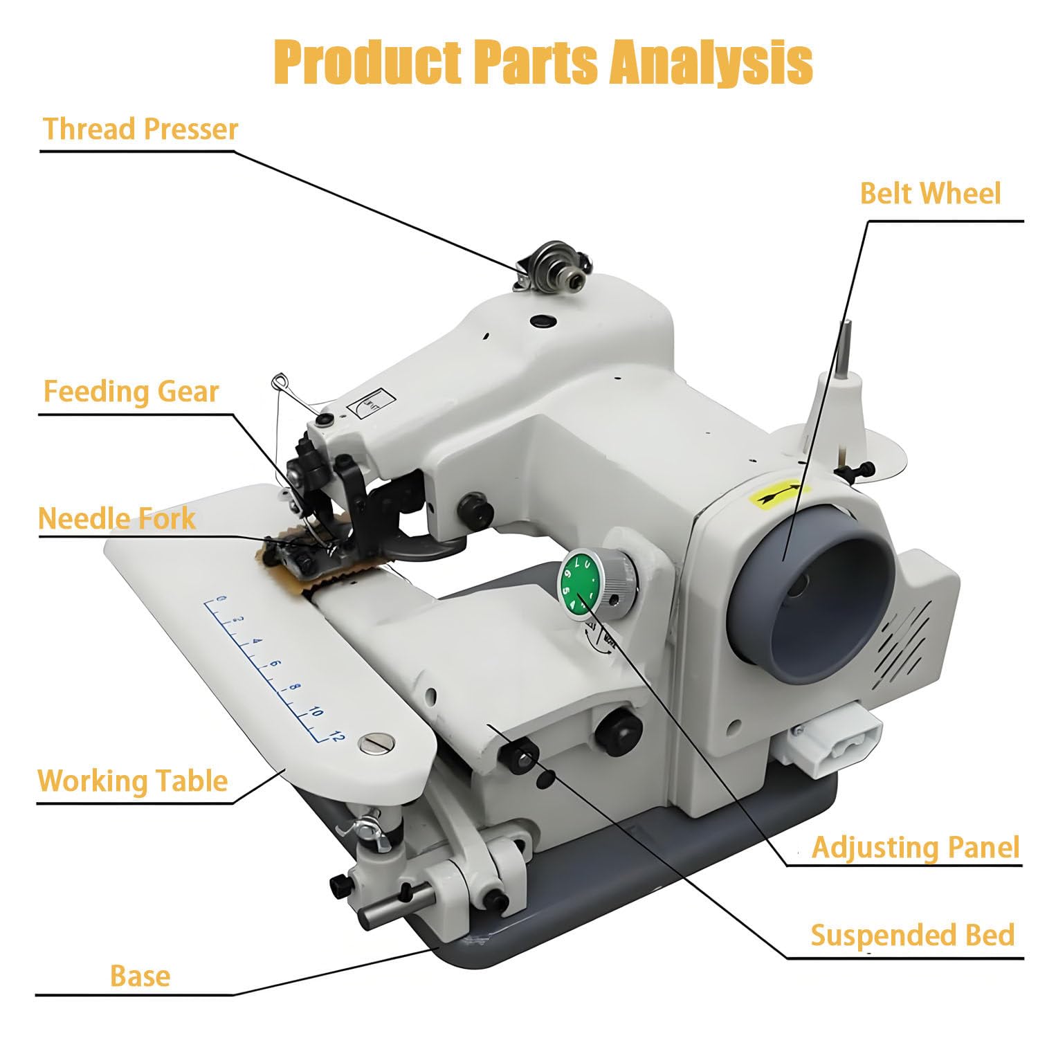 Máquina de Coser de sobremesa portátil con puntada Invisible, Mesa ancha, Longitud de puntada de 3 a 8 mm, Ideal para puños, bajos de Pantalones y Faldas.
