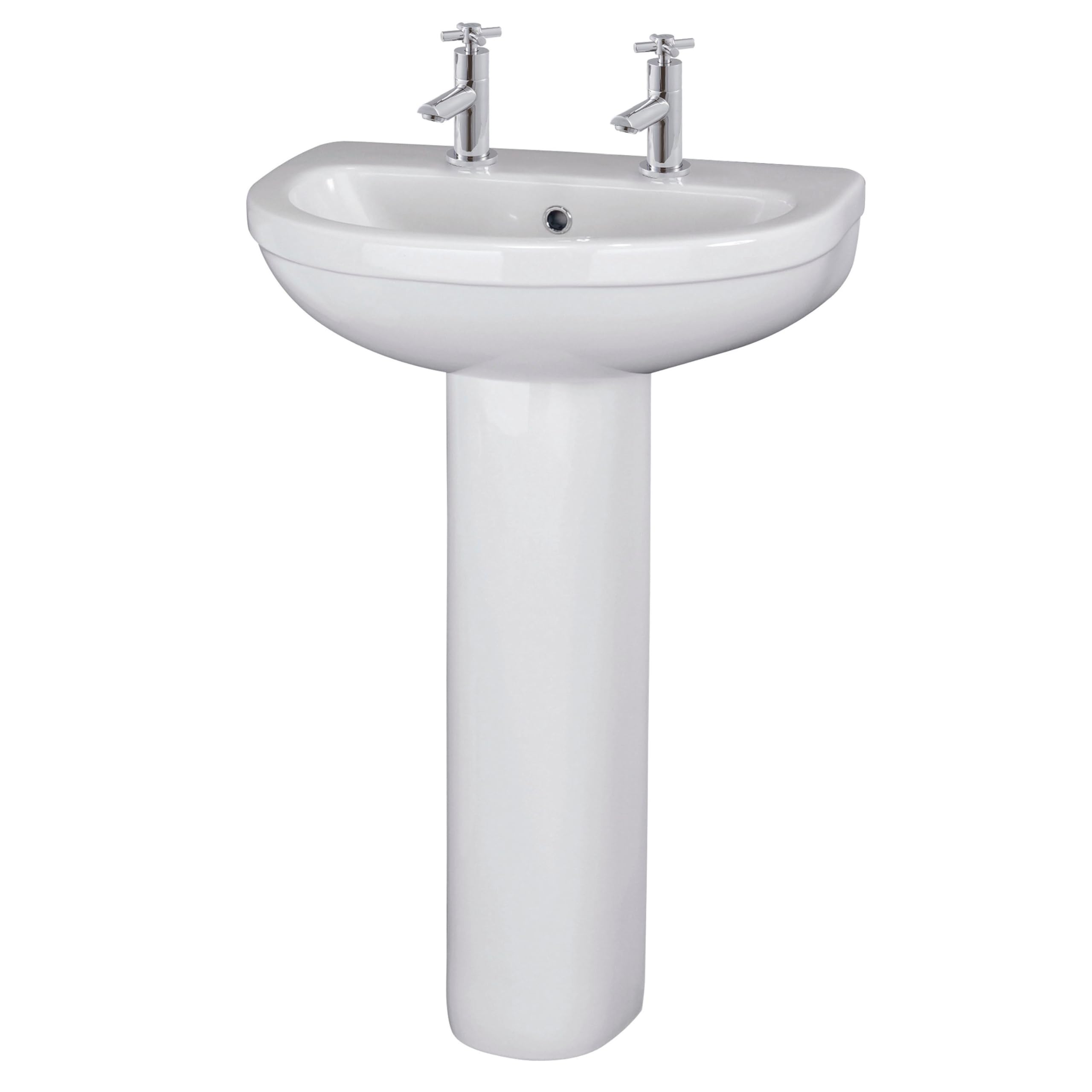 Balterley Round 2 Tap Hole Basin & Full Pedestal - 550Mm White
