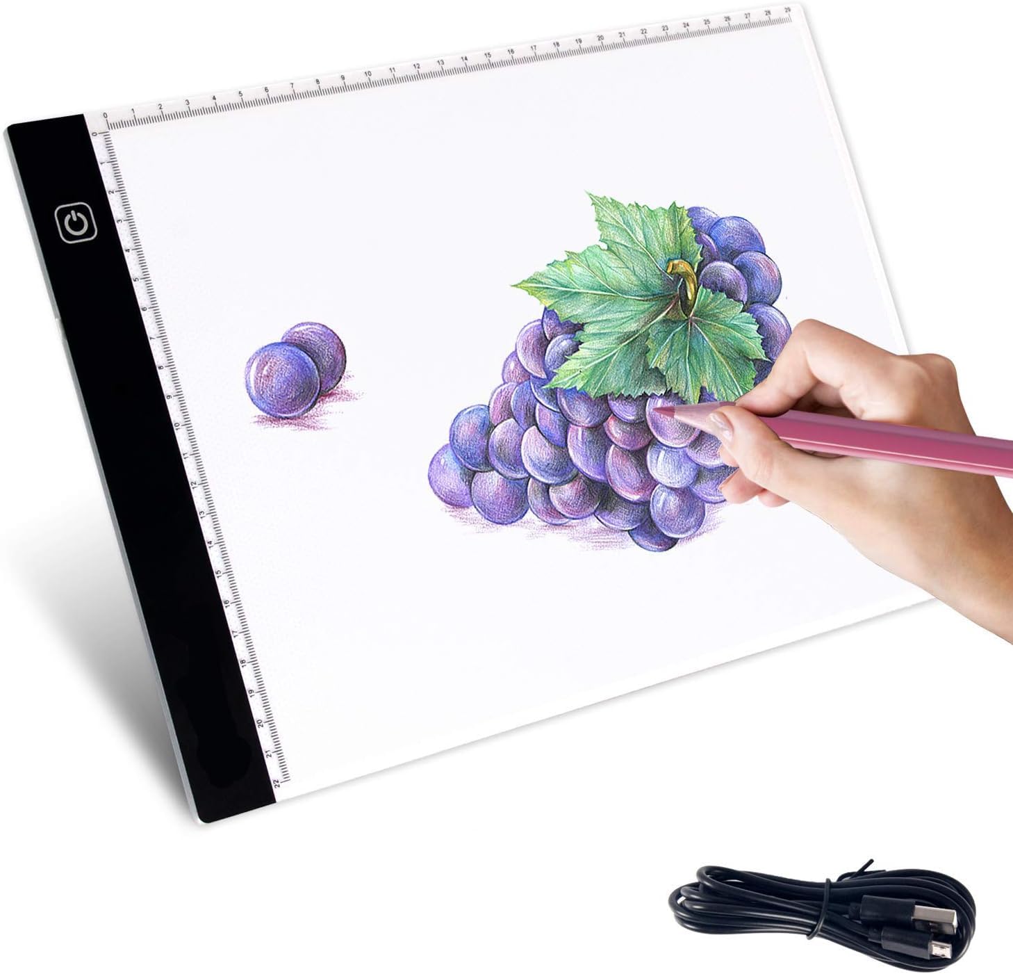 SOUTH AREA - Tavolo Luminoso LED A4 | 7000 LUX, 3 Livelli Luminosità | Ultrapiatto, Portatile | Tavoletta per Artisti, Educazione Bambini, Bianco, Nero