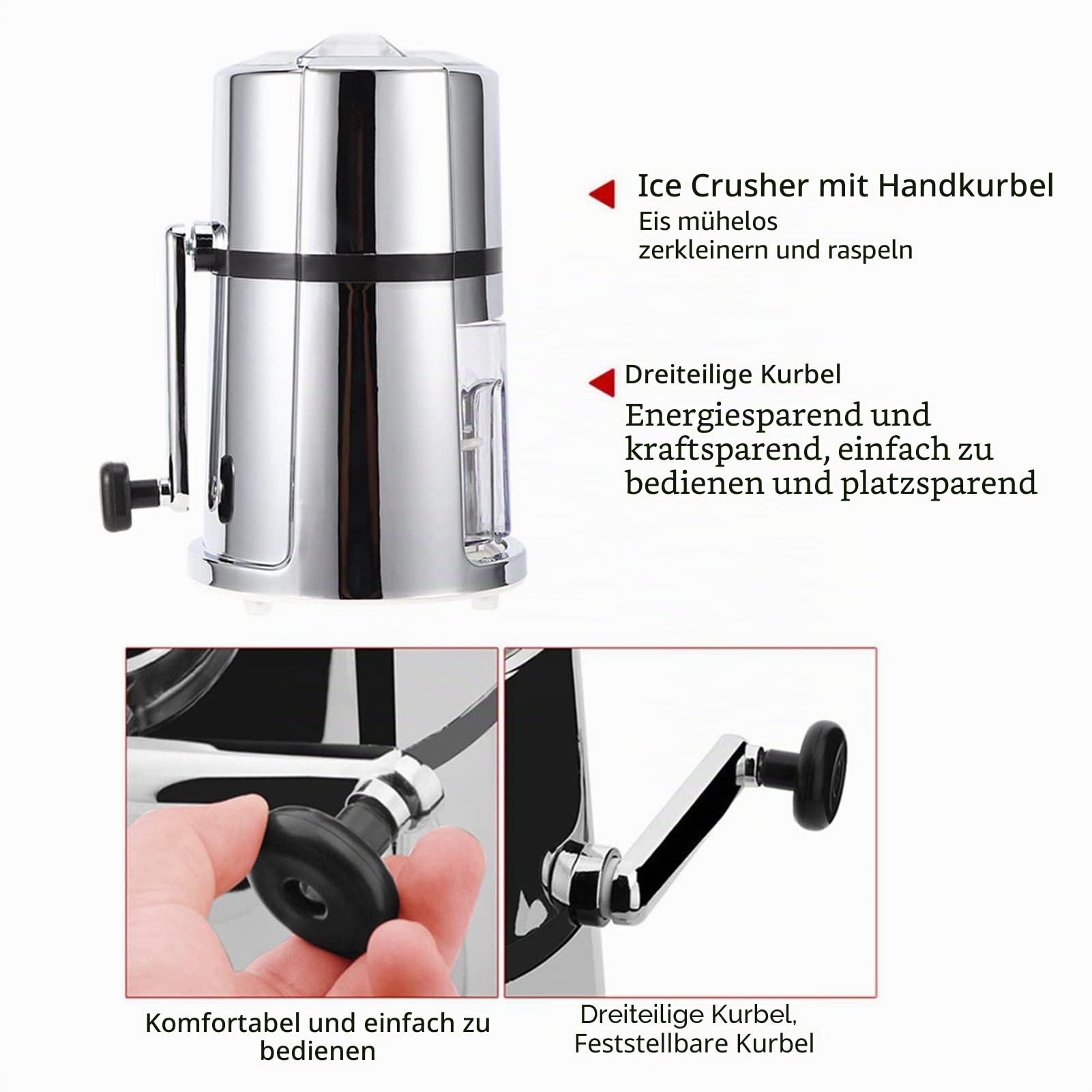 Crushed ice Maker,Handheld Eiscrusher, Eiszerkleinerer und Crushed Eismaschine Eiszerkleinerer Handheld Crushed Eiszerkleinerer mit Edelstahlklinge Eiszerkleinerer, Kunststoff und Edelstahl