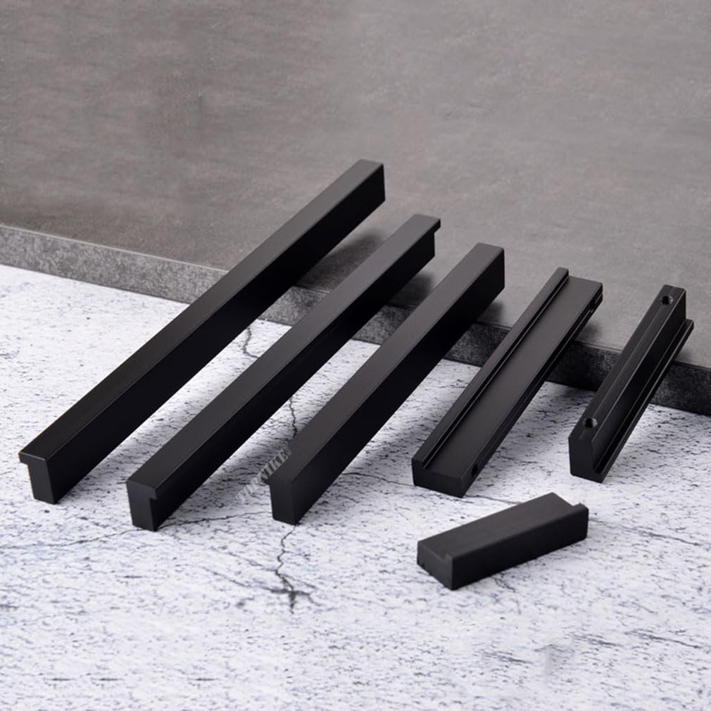 Tiradores de Armario de 2 Piezas Tiradores de Cocina de Aleación de Aluminio Manijas de Puertas de Armario de 7 Formas, Tirador de Cajón Negro (Length 800mm)