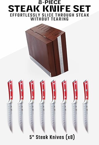 Miniatura 2 de Dalstrong Juego de cuchillos para carne, 8 piezas, hoja de borde recto de 5 pulgadas, Gladiator Series Elite, cuchillo de cocina forjado de acero