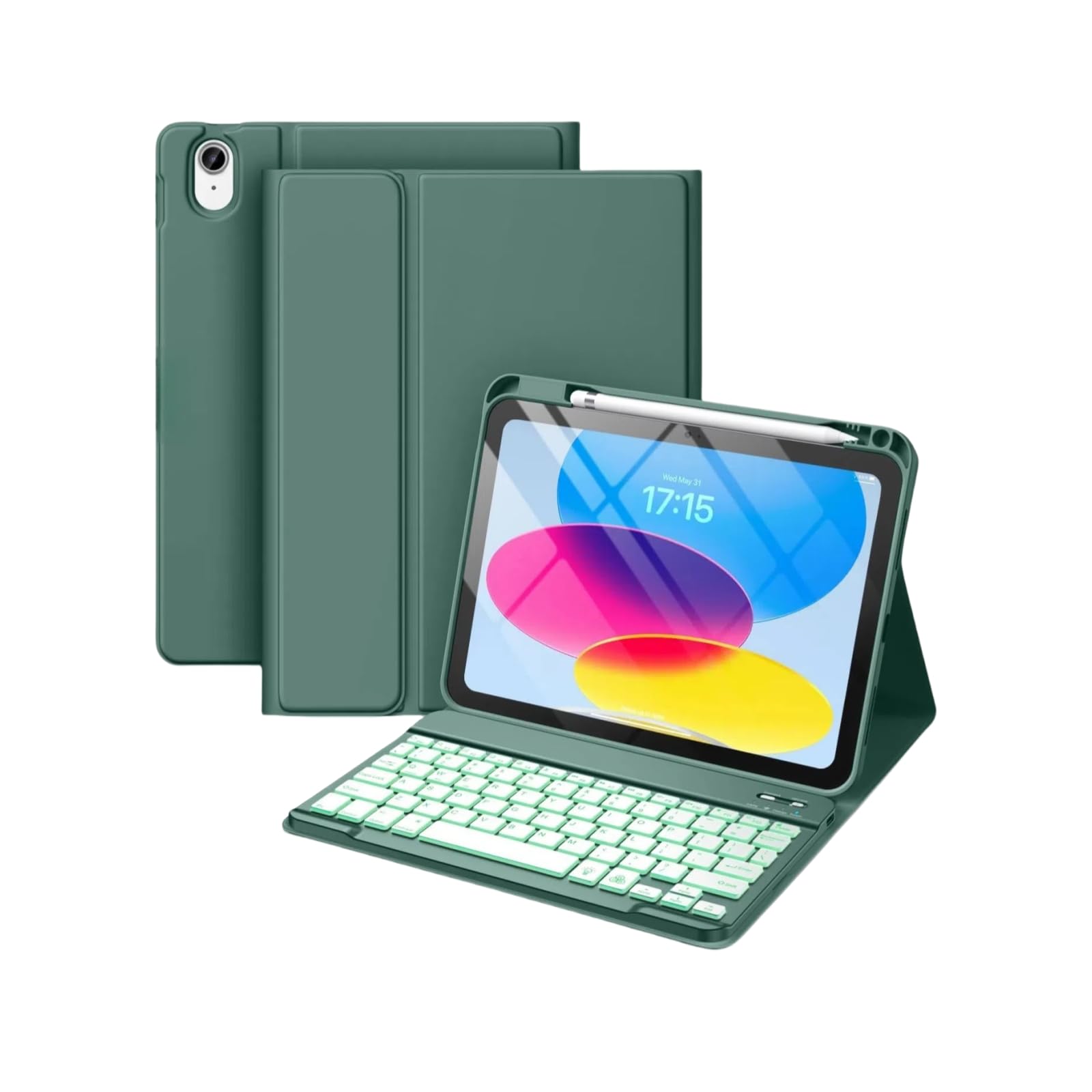 Keyboard Case for Xiaomi Redmi Pad Pro 12.1-inch 2024 with Pencil Holder, Slim Lightweight Case with Magnetically Detachable Wireless Keyboard Green