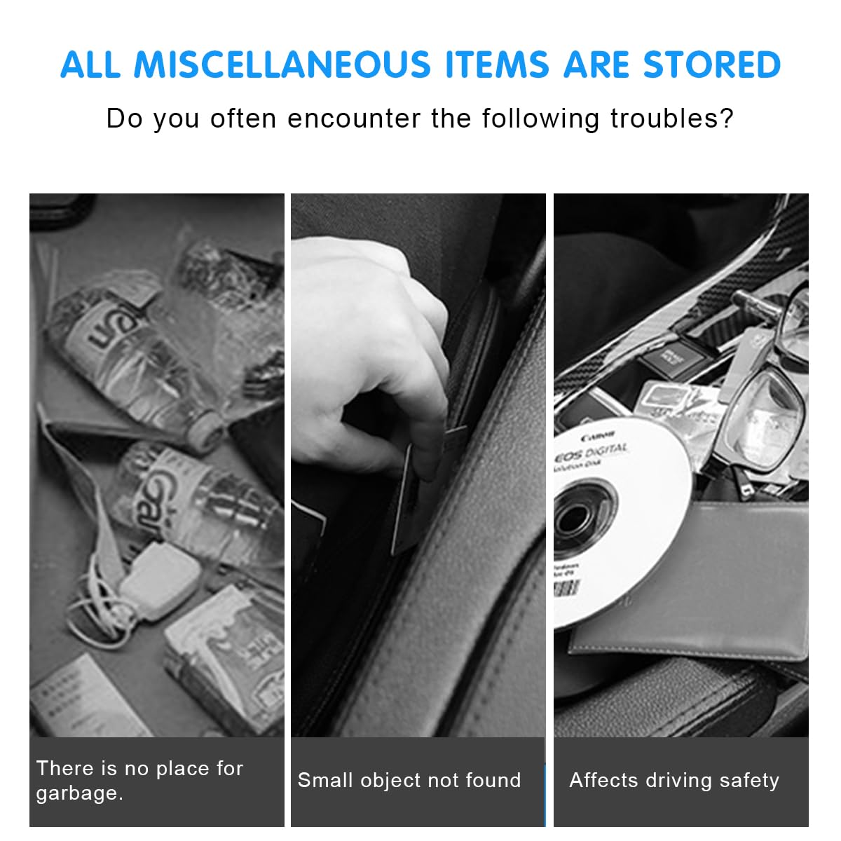 Mandark Car Seat Back Organizer, PU Leather Vehicle Backseat Hanging Storage Pocket, Multipurpose Auto Travel Essentials Accessories for Kids & Adults, Universal for Most Cars (Black)