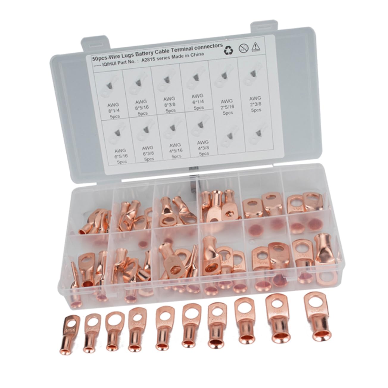 GALPADA Battery Cable Closed Ends 50pcs Heavy Duty Wire Lugs Heat Shrink Ring Terminals Us Standard T2 Connectors