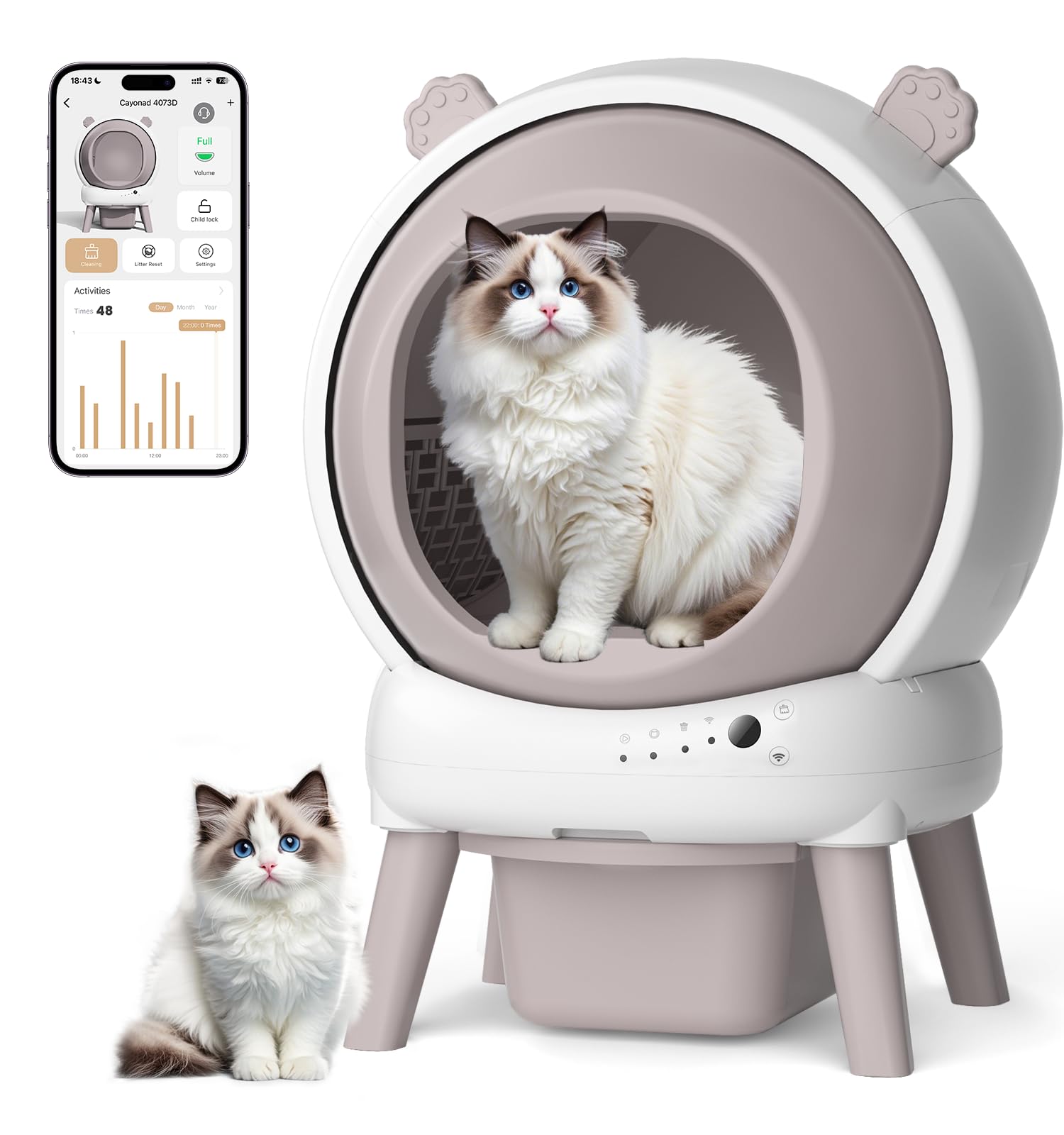 Beokeo Self Cleaning Litter Box Pink