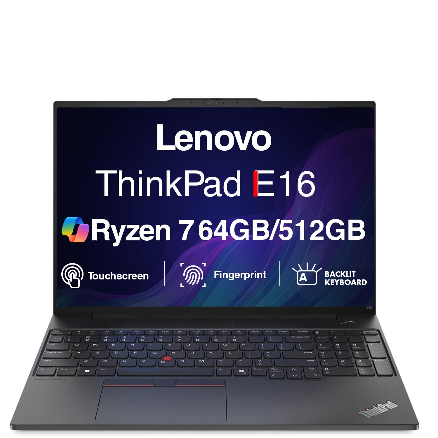 Lenovo ThinkPad E16 Gen 2 Business Laptop 16" FHD+ Touchscreen (AMD Ryzen 7 7735U, 64GB DDR5, 512GB M.2 SSD, Copilot, Fingerprint, TB 4, Backlit KB, WiFi 6E + BT, RJ-45, FHD Webcam, Windows 11 Home)