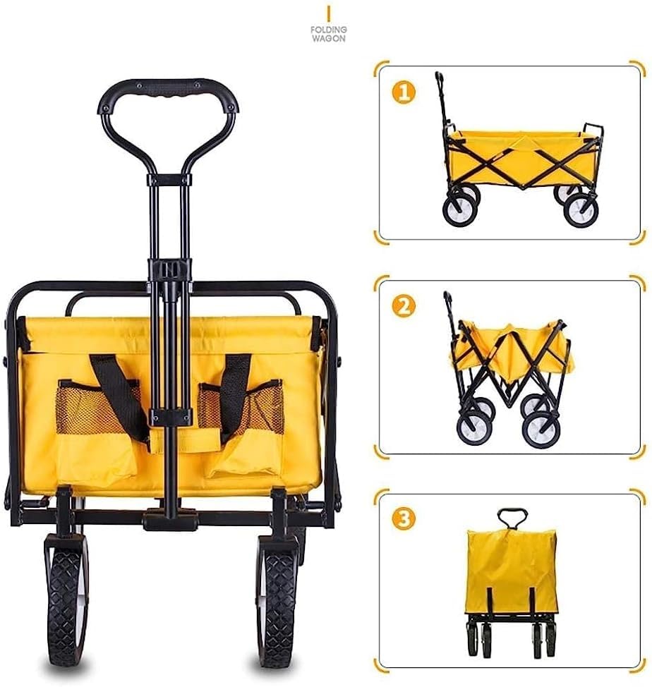 Carro plegable para jardín DUANZEYUQA con capacidad de 60 Kg y ruedas con freno, color rojo miniatura 3