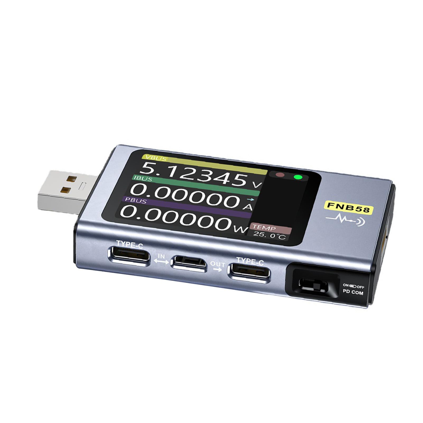 Zunate Tester Multimetru Mocy Bluetooth USB Typu C |Wykrywanie Szybkiego ładowania Wyświetlacza LCD dla PD3.0 QC3.0 PPS