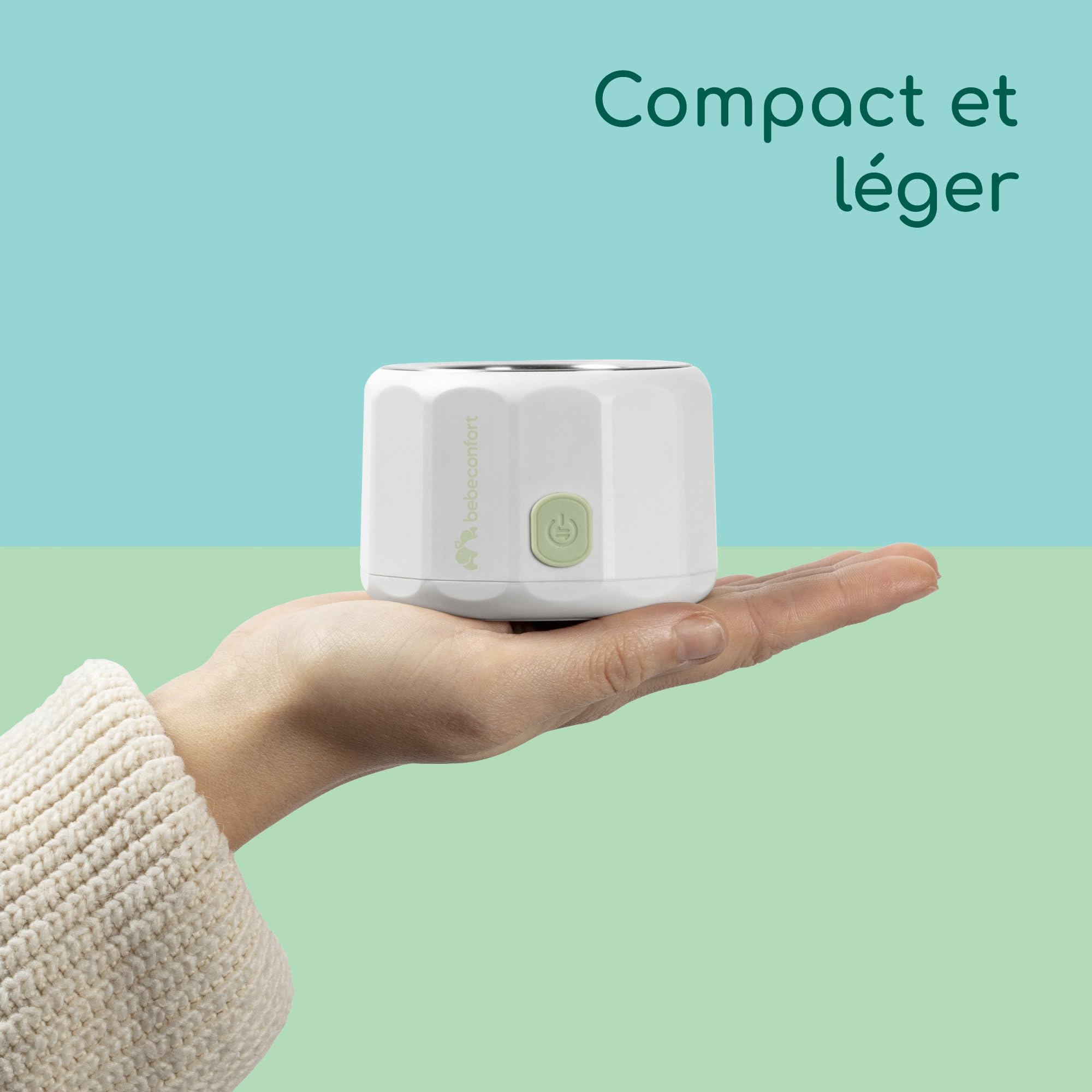 Bebeconfort Chauffe-biberon digital nomade, Chauffe-biberon portable pour bébé, Compact L6,5 x l6,5 x h8 cm, Poids léger (280 g), Écran digital, Batterie durable, Contrôle de la température