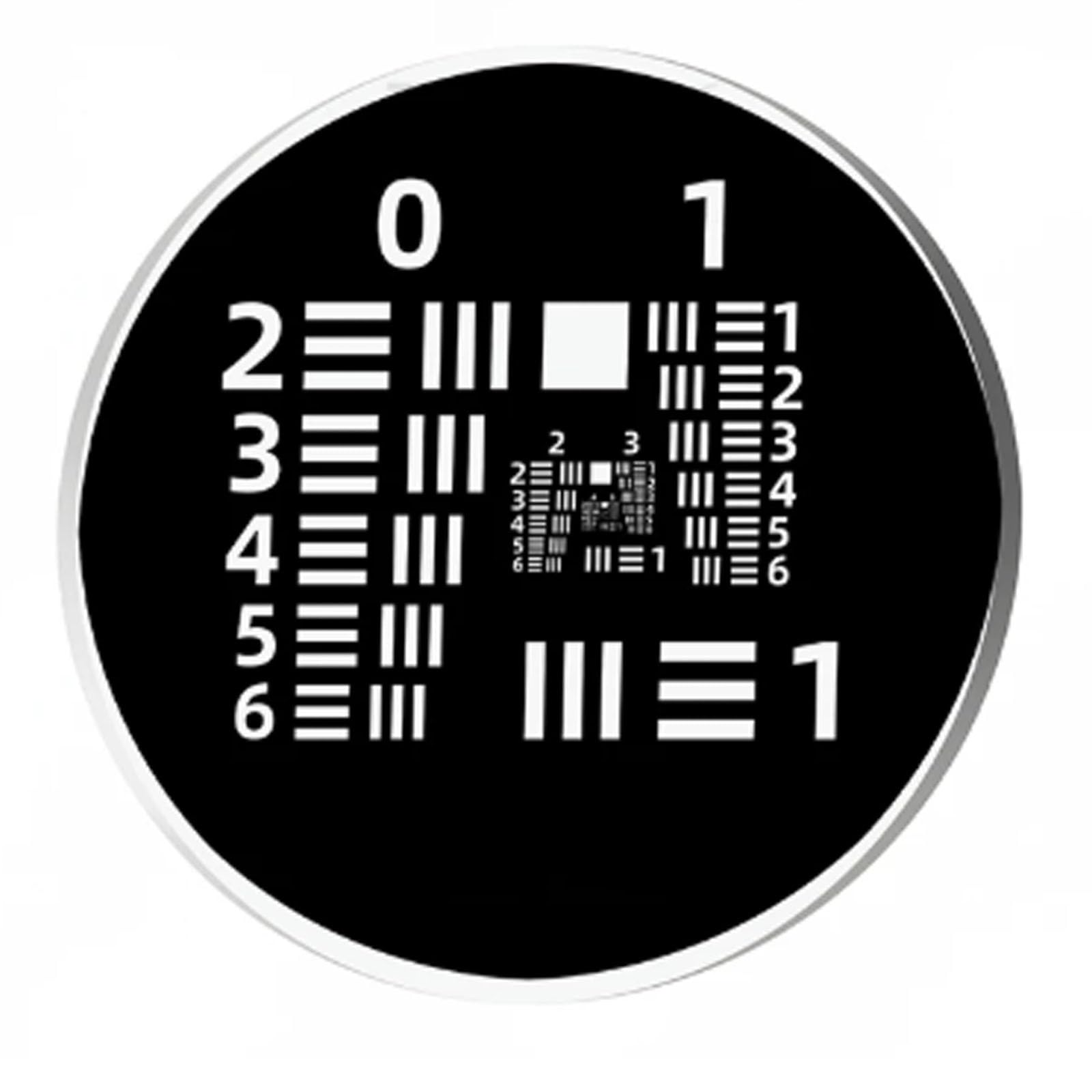 Hkfgshop Light Round Camera Resolution Test Chart, 25.4Mm Camera Lens Resolution Calibration Board, Accuracy ±0.5Um, 90% Transmittance, Positive And Negative, For Scientific, Negative