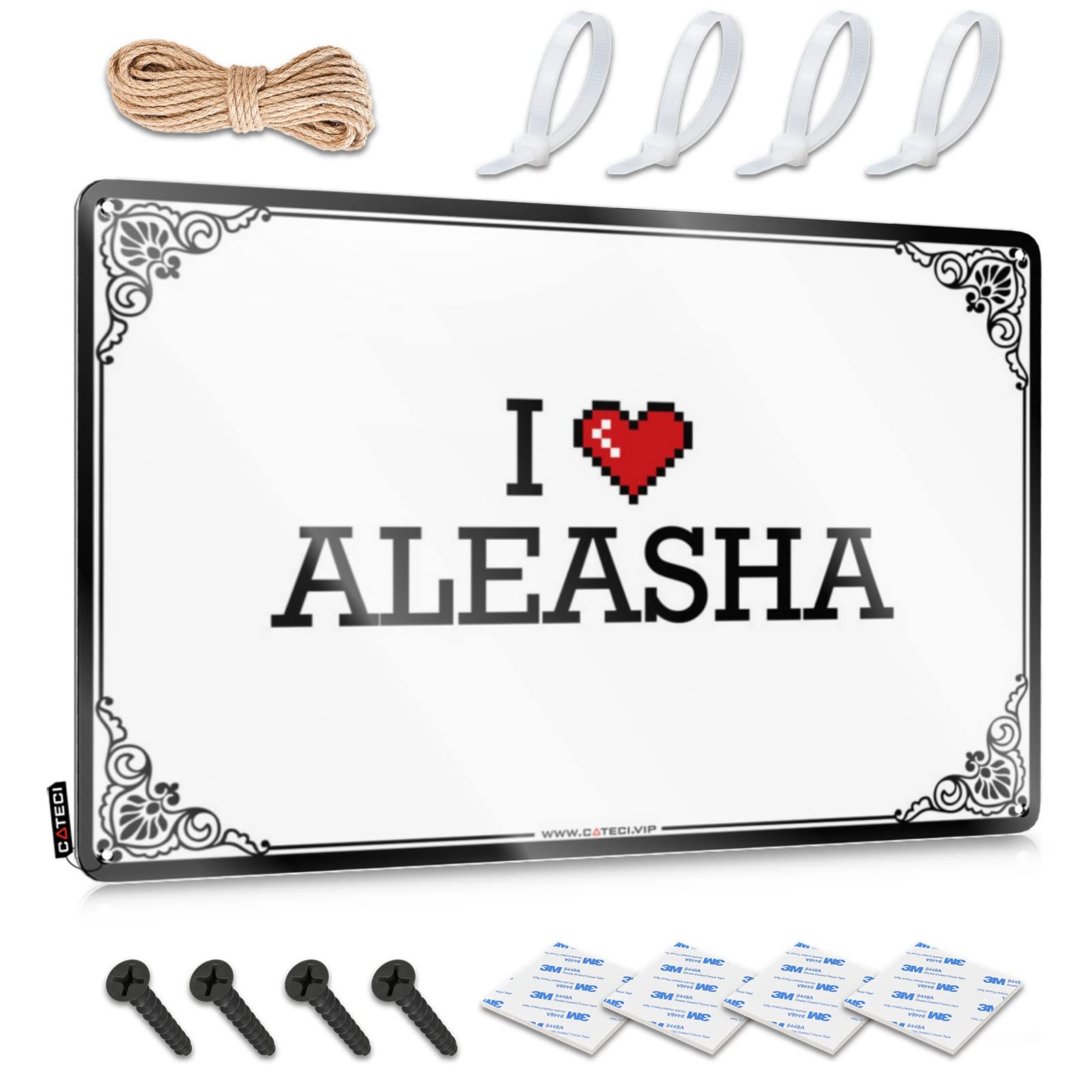 Plaques Collection Waterproof Artwork, Aesthetic Retro Print For Cafe Pub Clearance | The Room Decorations Pre-drilled Custom I Love Aleasha(30X40CM)
