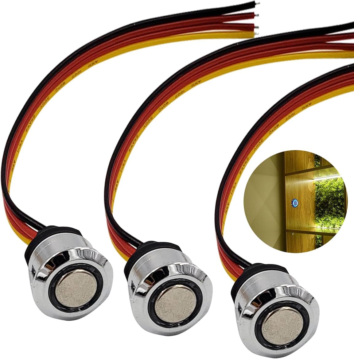 HAMRVL 3-Pack Led Dimmer Switch for Single Color Led Lights, DC 5-24V Touch Dimmer Switch Stepless Dimming Led Strip Controller for Camper,Cabinet,Auto,17mm/0.67in Mounting Hole