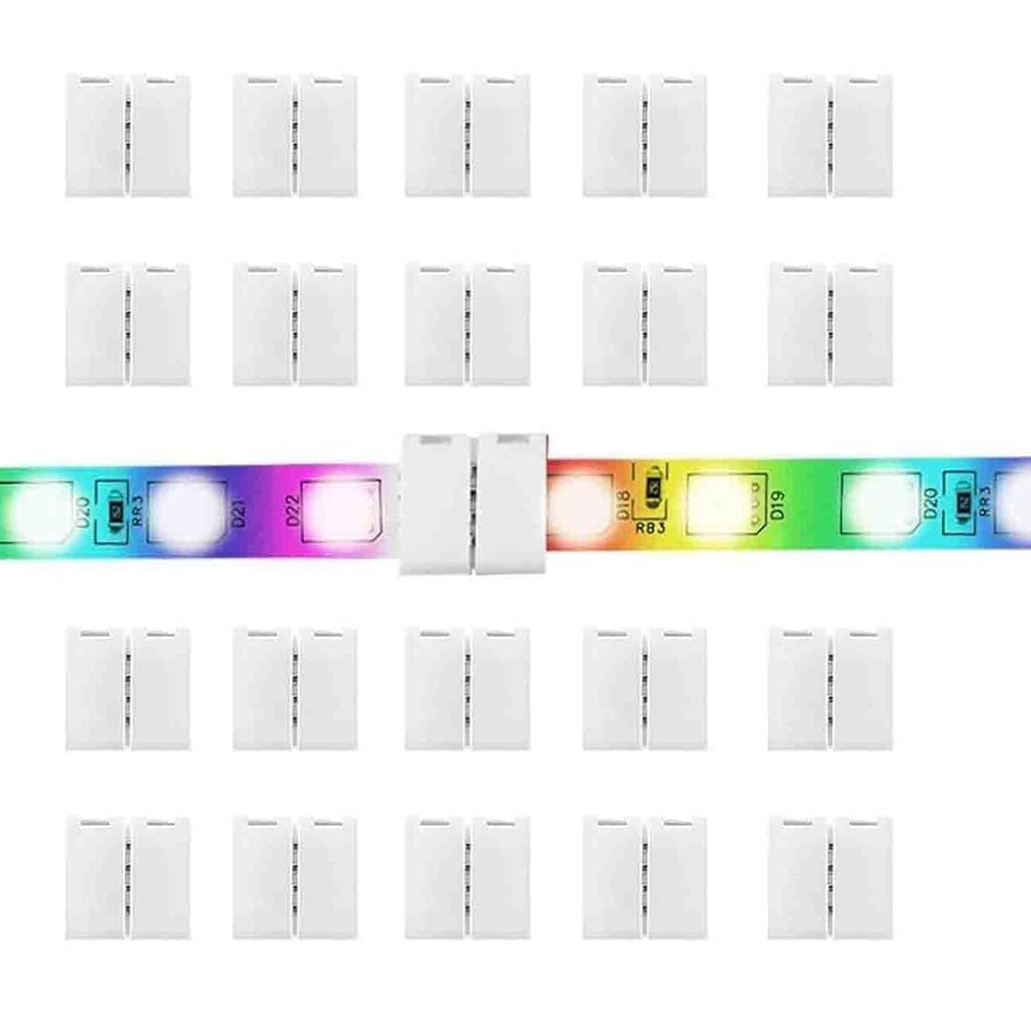 SHAOYAYAZHANG 4 Pin RGB 8mm Solderless Connectors Adapter for SMD 2835 3528 Multicolor Non-Waterproof LED Strip Light 20 Pack