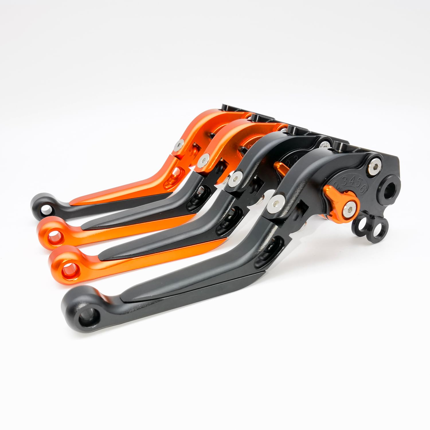 Compatibile con KTM 690 SMC/SMC-R/Duke/Duke R 2012-2013, leve del freno e della frizione, in alluminio CNC, estensibili, regolabili, accessori (arancione, nero, arancione, nero)