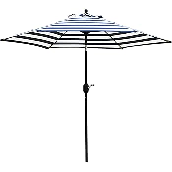 Amazon Com Sunnyglade 9 Patio Umbrella Outdoor Table Umbrella With 8 Sturdy Ribs Blue And White Garden Outdoor