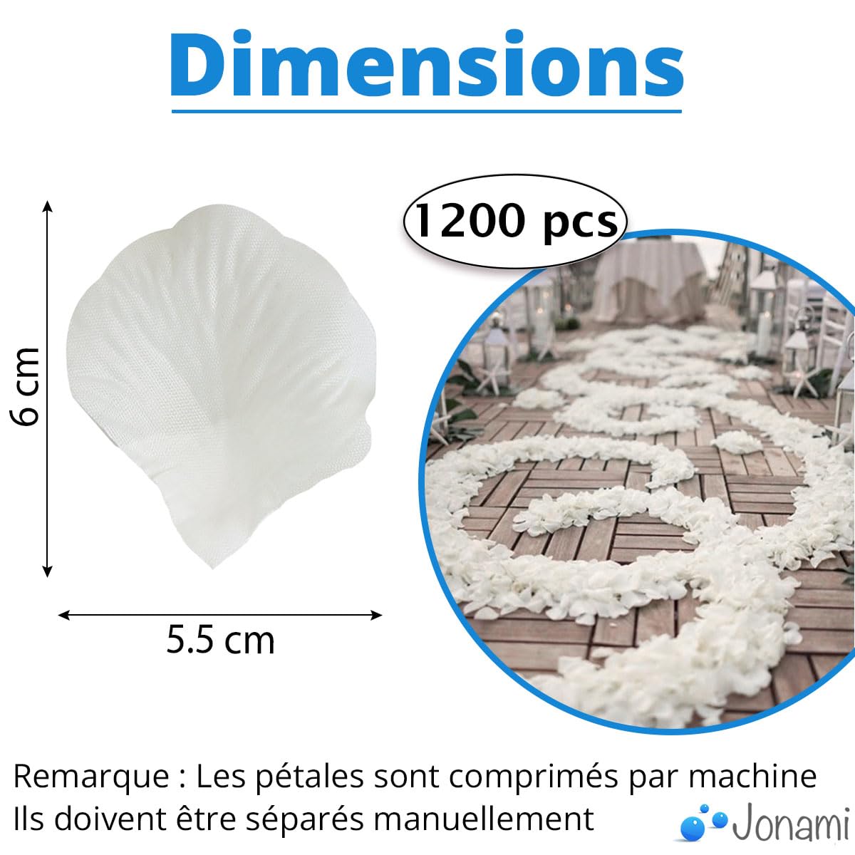 Jonami 1200 Pétales de Rose Artificielle Blanc en Soie Décoration Saint Valentin Mariage