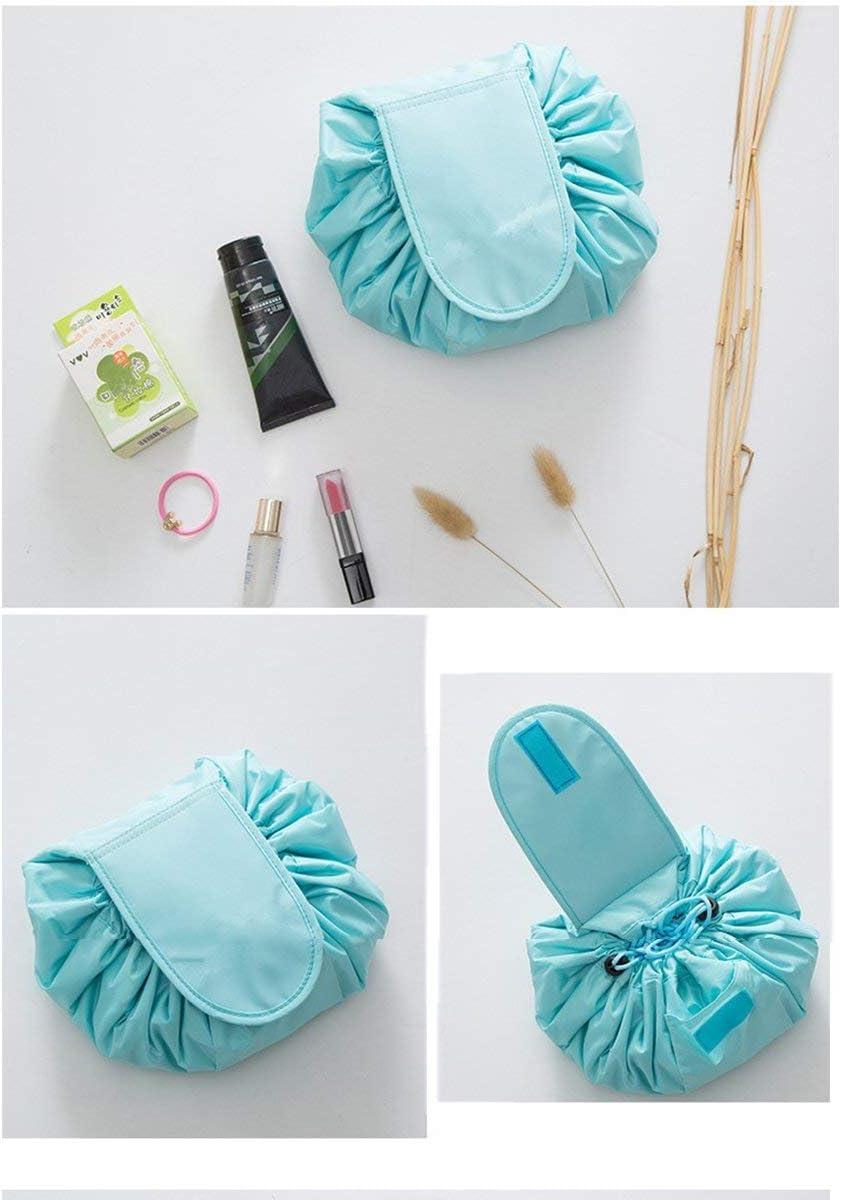 CONNECTWIDE® Magic Travel Lazy Pouch Vely Vely Portable Makeup Drawstring Storage Cosmetic Bag Large Capacity Vely Toiletry Makeup Pouch Organizer with Zipper- perfect gift for women, mother, girlfriend. Suitable for both home and travel. (1 Pc) (Green)