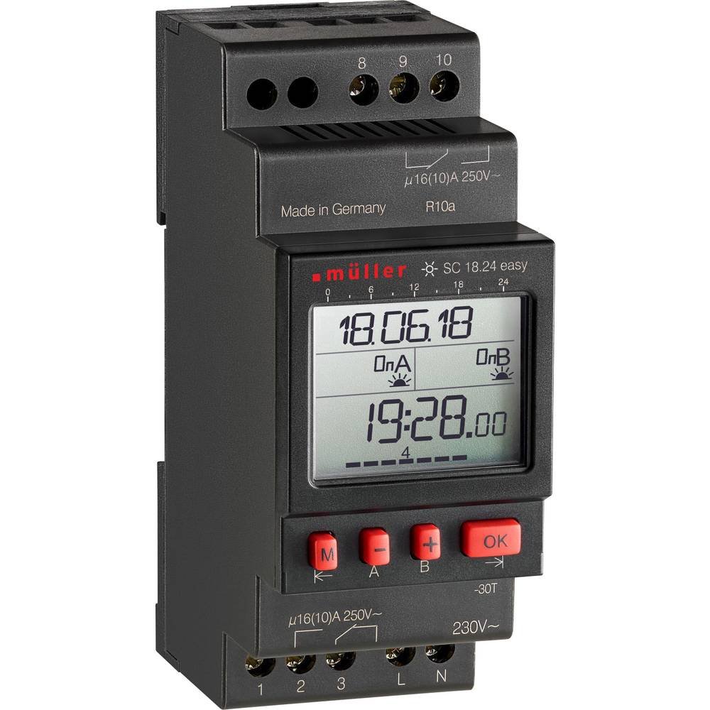 Müller SC 18.24 Easy 230V 50-60Hz Hutschienen-Zeitschaltuhr digital 230 V/AC 4000 W